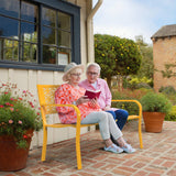 VINGLI 50" Outdoor Bench Metal with Floral Back, Garden Bench Front Porch Bench for Yard Patio Entryway Park Outside, 800lb Capacity - Yellow VINGLI