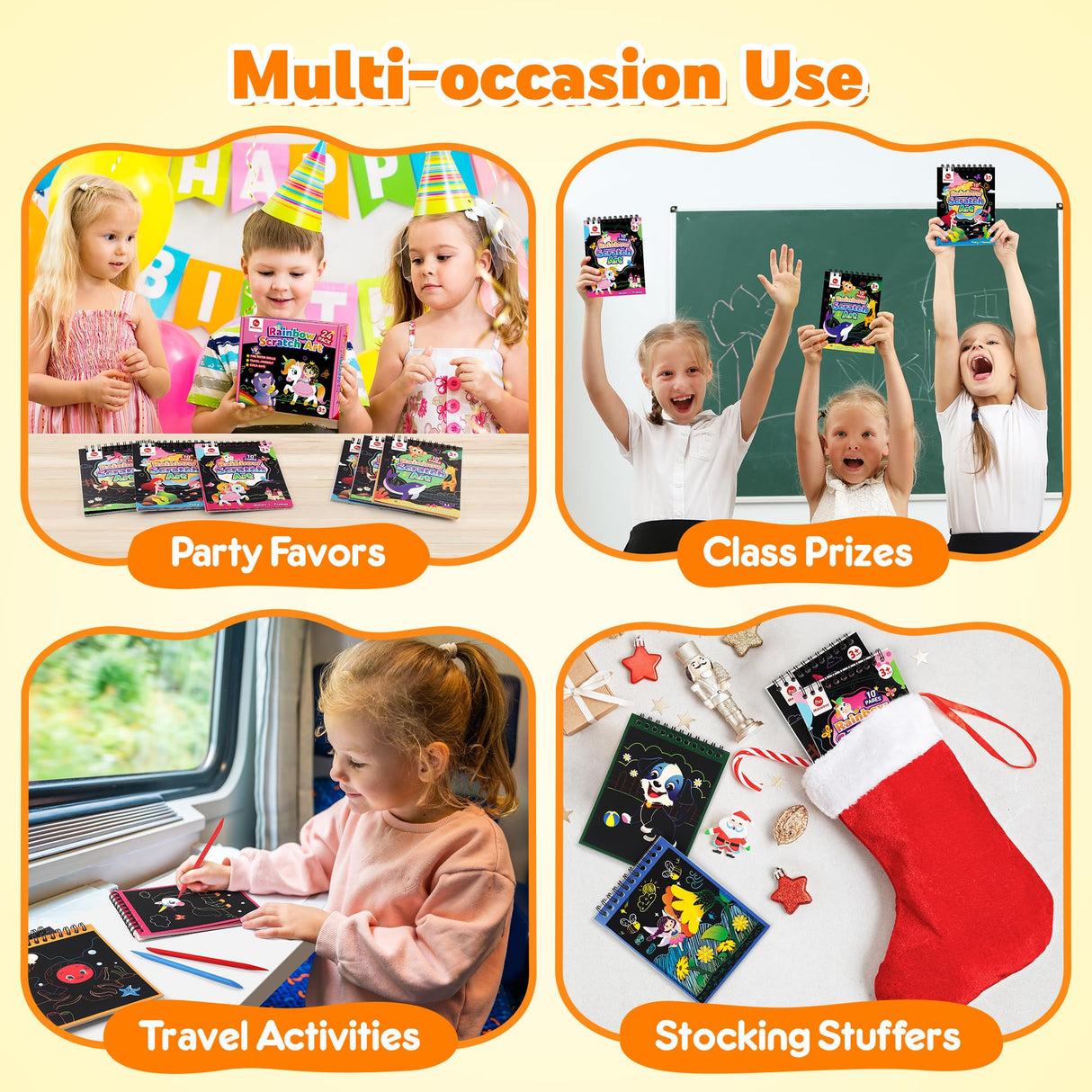 Mocoosy 24 Pack Scratch Art Party Favors for Kids, Birthday Goodie Bag Stuffers, Rainbow Scratch Notebook Bulk Classroom Prizes, Kids Art Craft Kit Back to School Supplies Student Gift from Teacher Mocoosy