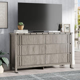 Maupvit Farmhouse 6 Drawers Dresser for Bedroom,55" Fluted Chest of Drawers with Storage Freestanding,Wooden Dresser TV Stand,Closet Clothes Storage Drawer Organizer for Living Room,Entryway,Hallway Maupvit