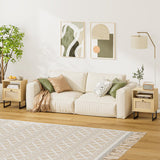 Acodaiuy Rattan Night Stand, Modern Boho Nightstand with Storage Drawer, Wood Bedside Table with Open Shelf, Side End Table for Bedroom,Living Room,Oak Acodaiuy