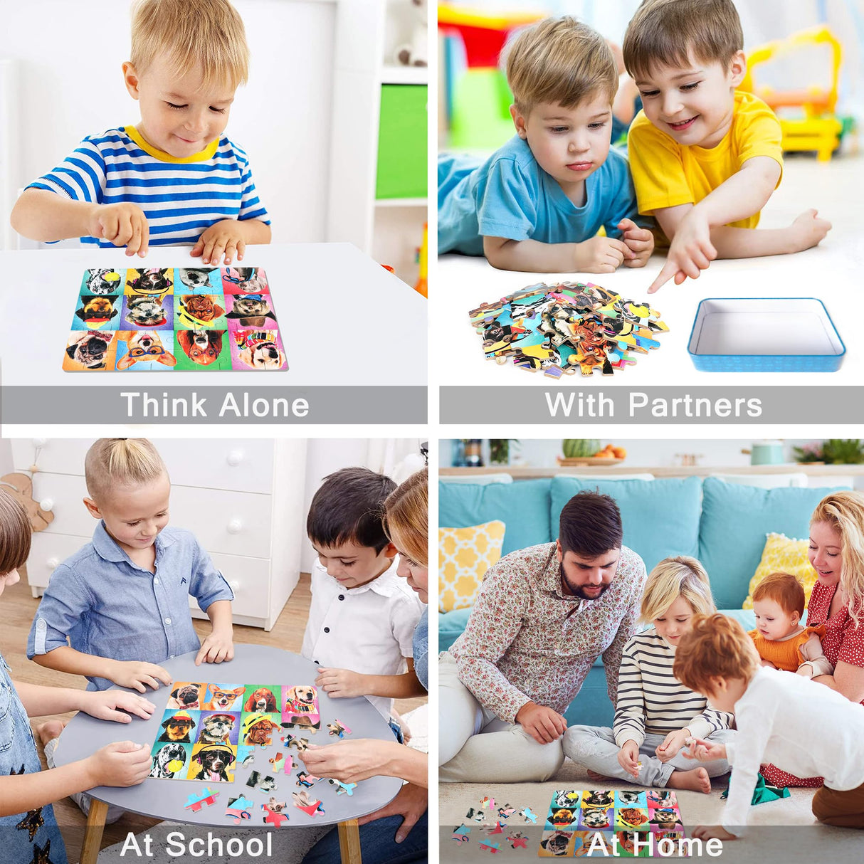 LELEMON Puzzles for Kids Ages 4-6,Dog 60 Piece Puzzles for Kids Ages 4-8,Children Jigsaw Puzzles Kids Puzzles in a Metal Box,Educational Learning Puzzle Toys for Girls and Boys LELEMON