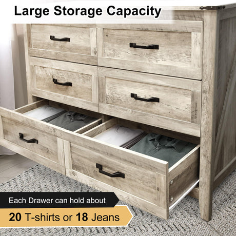 NEDYO 4PCS Farmhouse Dresser Set, Dresser and Nightstand Sets, Rustic Wooden Dresser Set. Including 6 Drawer Dresser & 4 Drawer Dresser & 2 Drawer Nightstand Set of 2 with USB. Light Rustic Oak NEDYO