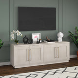 Henn&Hart Rectangular TV Stand for TV's up to 75" in Alder White, for Home, Living Room, Bedroom, Entertainment Room, Office Henn&Hart