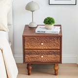 Sylphorium Nightstand, Farmhouse Bedside Table with 2 Drawers and Metal Handles, Wood Sofa Side Table End Table Accent Dresser for Bedroom, Living Room (Walnut) (15.75 x 16.02 x 18.15 Inch) Sylphorium