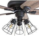 Prominence Home Lincoln Woods, 52 Inch Industrial Style LED Ceiling Fan with Light, Remote Control, Three Mounting Options, 5 Dual Finish Blades, Reversible Motor - 50745-01 (Bronze) Prominence Home