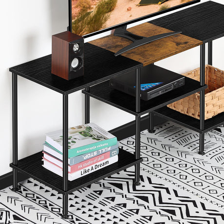 50 Inch TV Stands for Living Room Black Entertainment Center with Storage for 50 43 40 32 Inch TV Console Table for Bedroom Office Luplom