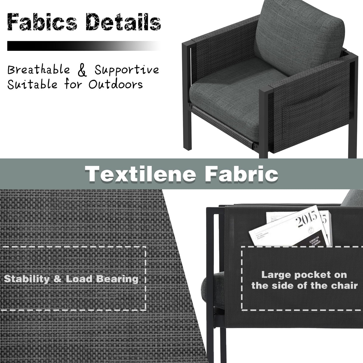 CATMIX Outdoor Patio Furniture, Aluminum Patio Furniture Conversation Set Metal Cushions Couch Outdoor Sectional Balcony Sofa Balcony Outside Chairs Porch CATMIX