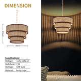 XININSUN Rattan Plug in Pendant Light Boho Wicker Lampshade Hanging Lights with Plug in Cord Plug in Chandelier for Bedroom Kitchen Dining Room Island XININSUN