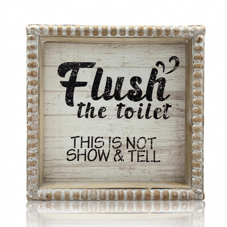 ZLFart 6.3" Flush Toilet Sign Bathroom Rules White Black, Farmhouse Shelf Antique Boho Funny Restroom Quote, Guest Supplies Decor Signage, Vintage Home Gender Neutral Small Women Man ZLFart