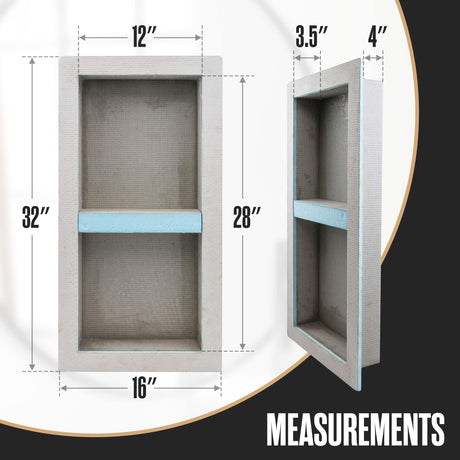 Houseables Shower Niche, Shower Niche Insert Tile Ready, Recessed Bathroom Storage, 12x28 (13x29), in Wall Shelf, Cubby Inserts, Recessed Shampoo Caddy, Inset Shelves, Built in Nook, Soap Box, Prefab Houseables