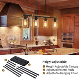 Dining Room Light Fixture Over Table,Farmhouse 4-Light Kitchen Island Lighting,Modern Wood Chandeliers for Dining Room with Adjustable Height,Industrial Black Kitchen Pendant Hanging Lights Yusist