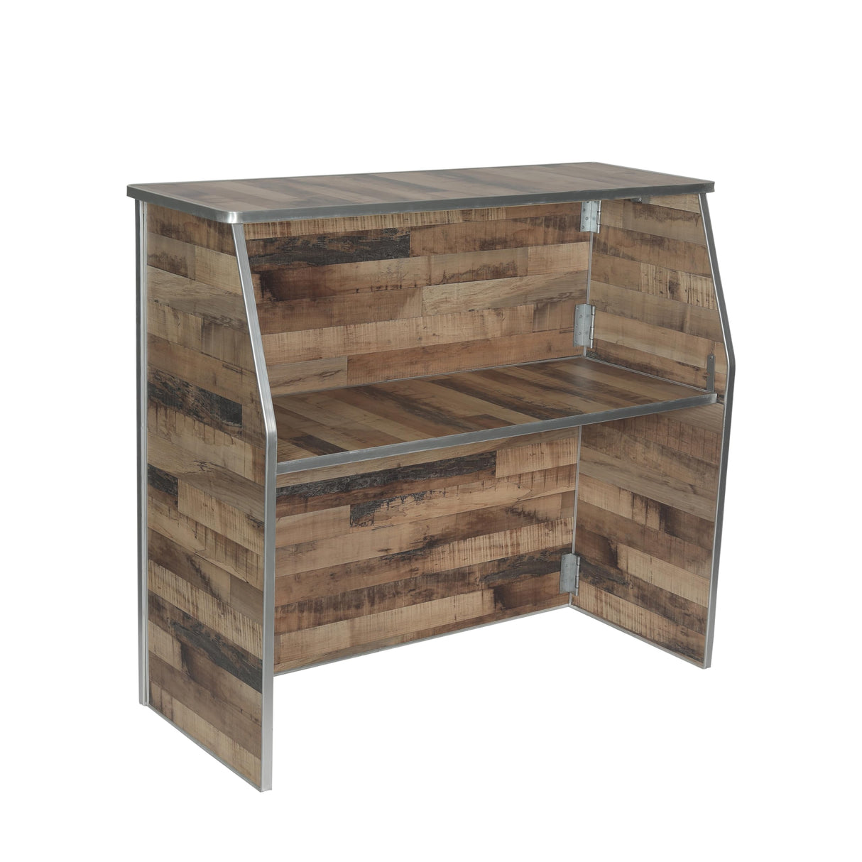 Flash Furniture Amara 4' Rustic Natural Laminate Foldable Bar - Portable Event Bar Flash Furniture