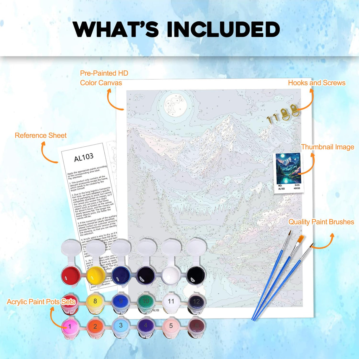 Paint by Number Adult Mountain,Canvas Paint by Numbers for Adults,Moon Painting by Numbers,Oil Painting Kit Perfect for Gifts and Home Wall Decor 16x20inch PHANTASYART