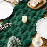 Artoid Mode Green Christmas Trees Soft Plush Faux Fur Jacquard Christmas Table Runner, Holiday Kitchen Dining Table Decoration for Home Party Decor 13x72 Inch Artoid Mode