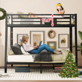 CAPCAEK Full XL Over Queen Bunk Bed Frame for Adults,Metal Bunk Beds with 2 Ladder and Full Length Guardrail,Heavy Buty Bunk Bed Space-Saving (Full XL Over Queen Bunk) CAPCAEK