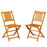 Outsunny 3-Piece Acacia Wood Bistro Set, Folding Patio Furniture with 2 Folding Chairs and Round Coffee Table, Teak, Slatted Finish, for Backyard, Balcony, Deck, Natural Outsunny