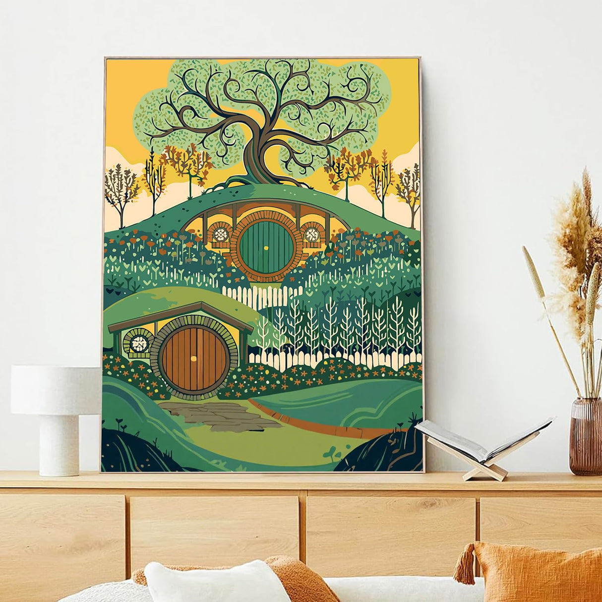 xcemhil Paint by Numbers Kit for Adults Landscape, Cabin Paint by Numbers for Adults, New Zealand House Paint by Number for Gifts and Home Wall Decor 16x20 Inch xcemhil