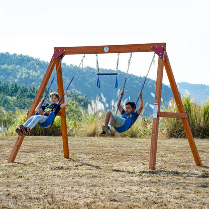 Dolphin Playground DIY Swing Sets for Backyard, Wooden Swing Set Outdoor for Kids with Trapeze Swing Bar and 2 Belt Swings, Heavy Duty Playground Accessories, Suitable for Any Swing Replaceme - WoodArtSupply