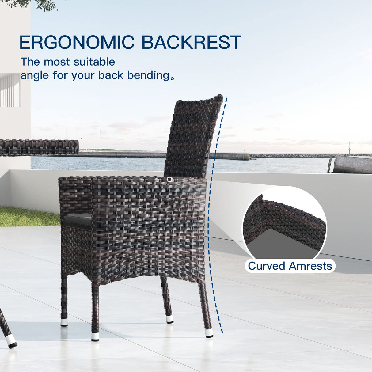 Kullavik 15-piece Outdoor Dining Set,All-weather Wicker Table and Chairs Patio Furniture Set for Garden with Grey Cushions,Square Glass Table Top with Umbrella Cutout,8 Chairs Kullavik