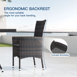 Kullavik 15-piece Outdoor Dining Set,All-weather Wicker Table and Chairs Patio Furniture Set for Garden with Grey Cushions,Square Glass Table Top with Umbrella Cutout,8 Chairs Kullavik