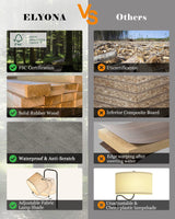 ELYONA Solid Wood Floor Lamp - Rustic Side Table Lamp for Bedroom & Living Room - Mid Century Modern Floor Lamp with 3 Color Temperatures LED Bulb - Industrial Tall Pole Reading Standing Light - Grey ELYONA