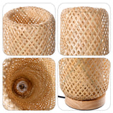 Arturesthome Bamboo Table Lamps with Shade, Rustic Farmhouse Boho Coastal Desk Lamp Night Light for Decorative Bedroom, Study Room, Cafe, Bookcase Arturesthome