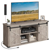 VASAGLE TV Stand for TVs up to 65 Inches, Farmhouse Entertainment Center with Sliding Barn Doors, TV Console Table for Living Room, Heather Greige ULTV324K02 VASAGLE