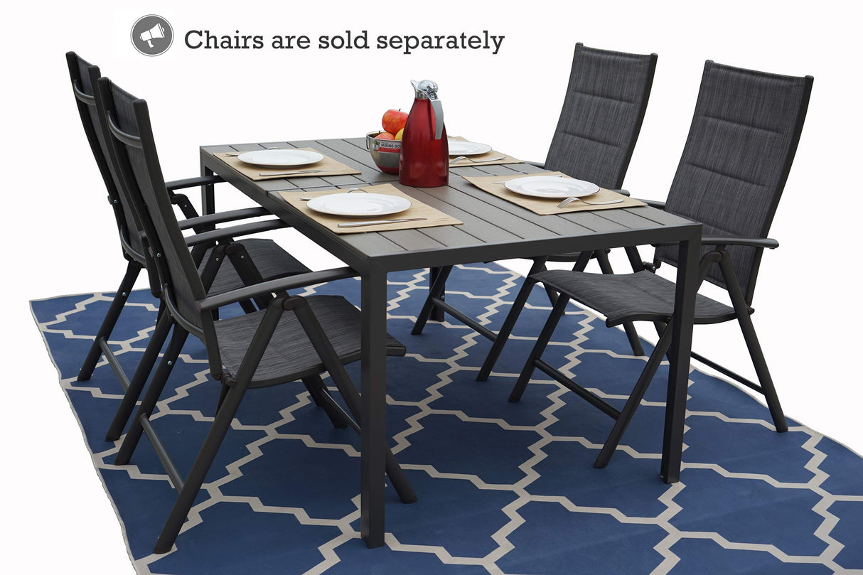 Kozyard Coolmen Outdoor Patio Indoor Dining Table Rectangle 35.6'x58.9' and Wood Like Laminate Table Top for 6 Person Porch Deck Garden(Brown) Kozyard