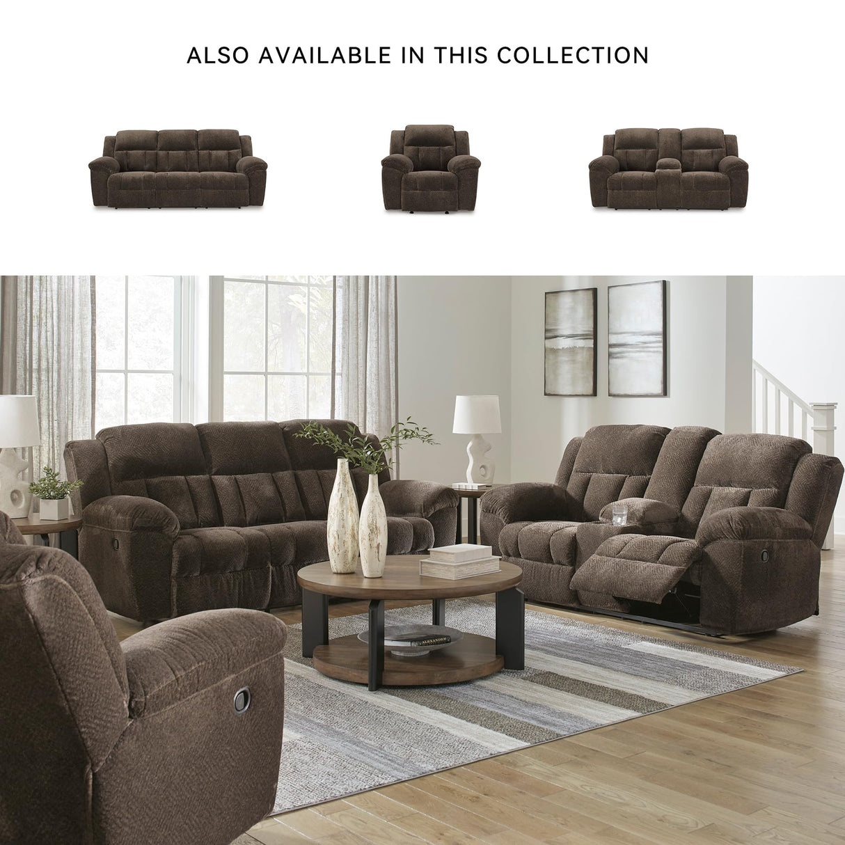 Signature Design by Ashley Frohn Modern Manual Reclining Sofa, Dark Brown Signature Design by Ashley