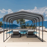 Chilihom Car Port Metal Carport 12 ×20 FT Heavy Duty Carport Kit, Metal Garage Carport Canopy with Galvanized Steel Frame and Roof, Car Tent Shelter Outdoor Storage Shed for Boats and Truck, Charcoal Chilihom