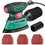 HYCHIKA Detail Sander,140W Electric Sander, up to 13000OPM, 1.2A Palm Sander Tool with 12pcs Sandpapers, with Efficient Dust Collection System, Compact Hand Sander for Woodworking. HYCHIKA BETTER TOOLS FOR BETTER LIFE