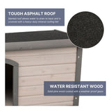 Trixie Natura Classic Dog House Small Outdoor Wooden Dog House with Weatherproof Sealer & Hinged Roof, Adjustable Legs for Small Dogs in Grey 23.75 x 33.5 x 23 in TRIXIE