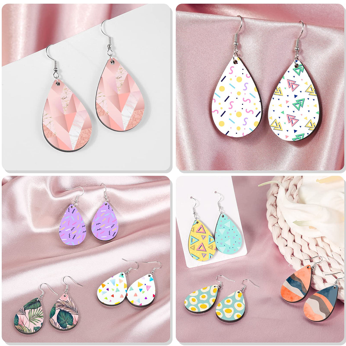 30 Pieces Sublimation Blank Earrings, Modacraft Sublimation Printing Earrings Unfinished Teardrop Heat Transfer Earring Pendant with Earring Hooks and Jump Rings for Jewelry DIY Making. Modacraft