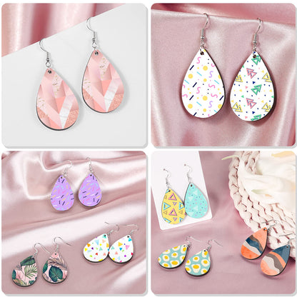 30 Pieces Sublimation Blank Earrings, Modacraft Sublimation Printing Earrings Unfinished Teardrop Heat Transfer Earring Pendant with Earring Hooks and Jump Rings for Jewelry DIY Making.