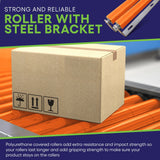 Ultimation 2 Pack Polyurethane Coated Roller with Bracket - Conveyor Rollers for Smooth Material Handling, Durable Construction - 1.5" Diameter Roller - 10" Between Frame, 9-7/16" Tube Length - 2 Set Ultimation