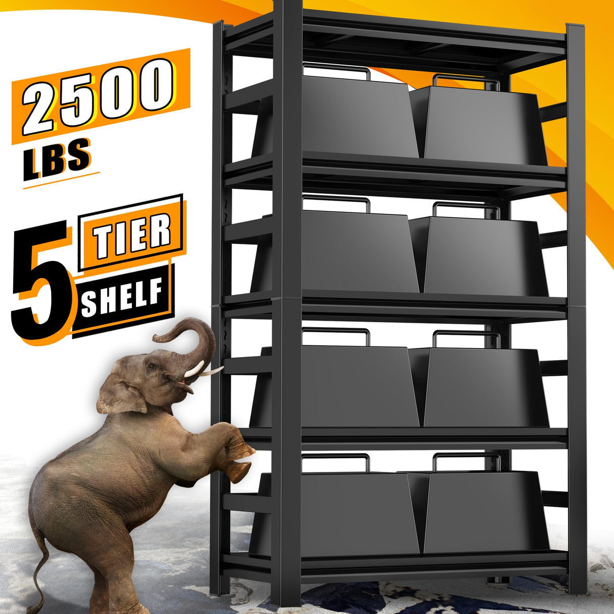 PRESTELION 72" H|35" W All-Metal Garage Shelving-Easy Assembly 5-Tier Shelving Unit|Heavy Duty Adjustable Shelf for Industrial,Warehouse,Basement,Black PRESTELION