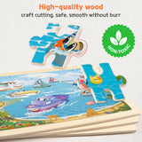 SYNARRY Wooden Vehicle Puzzles for Kids Ages 4-6, 6 Packs 60 PCs Jigsaw Puzzles Preschool Educational Toys Gifts for Children Ages 4-8, Kids Puzzles for 4+ Year Olds Boys Girls, Wood Puzzles Ages 3-10 SYNARRY