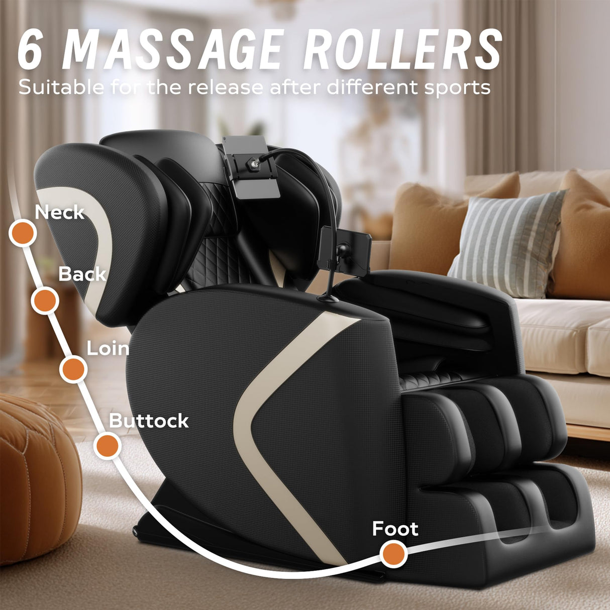 VUYSUYVY 2025 Massage Chair Full Body, Zero Gravity Massage Chair and Recliner with 8 Fix Rollers, Heating, Foot Massage, Auto Modes, Bluetooth Speaker, Touch Screen Controller VUYSUYVY
