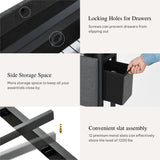 YITAHOME King Size with 2 Storage Drawers and Charging Station, Linen Upholstered Platform Bed with Storage Headboard and LED Light, Heavy Duty Metal Support, No Box Spring Needed, Noise Free, Grey YITAHOME