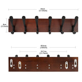 SKOLOO Coat Rack Wall Mount - Wooden Brown Wall Coat Hook, Wall Coat Hanger Rack with 6 Hooks for Hanging Coats, Hats, Clothing, Scarfs, Brown & Black SKOLOO