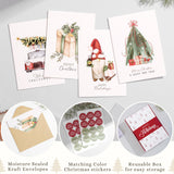 Merry Christmas Cards Boxed with Envelopes Set of 20 Cards - Woodlands Watercolor Designs on Heavy Duty Card Stock - 5x7 Inches Blank Inside - Bulk Christmas Cards with Matching Stickers Paper Play