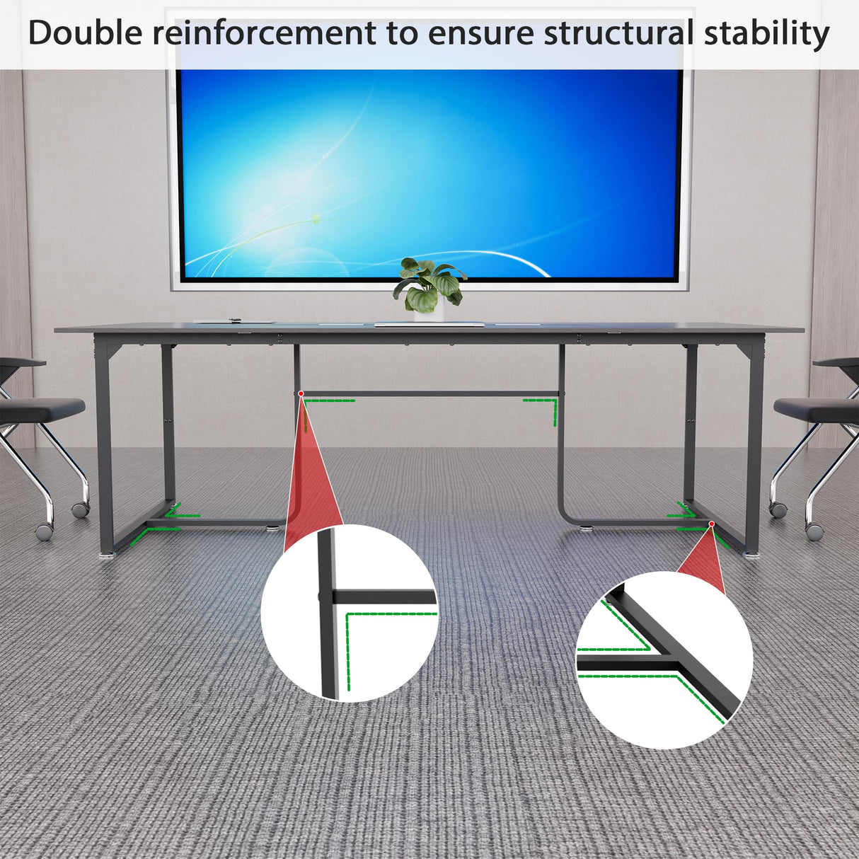 LayBurst 8FT Conference Table,94.4 L x 47.2 W x30.7 H Meeting Seminar Table with Grommet,Stability Enhancement,Large Conference Room Table for Office Meeting (Gray) LayBurst