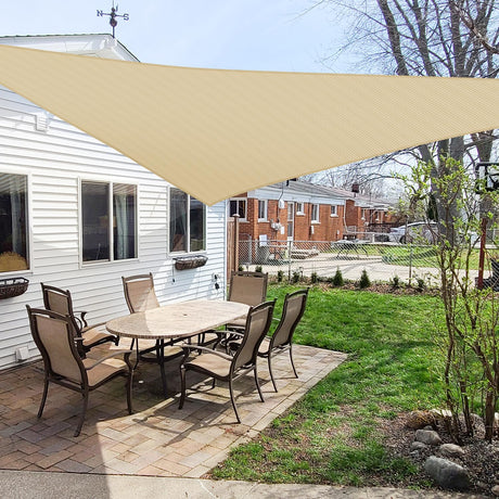 WINDSCREEN4LESS 15' x 15' x 15' Sun Shade Sail UV Block Fabric Canopy in Sand Triangle for Patio Garden Patio Customized Sizes Windscreen4less