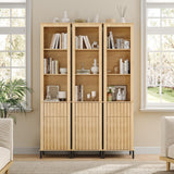 Maupvit 68" Tall Bathroom Storage Cabinet, Boho Wood Storage Cabinet Freestanding, Home Space Saving Organizer with Fluted Door & Drawer for Living Room, Dining Room, Kitchen, Utility Room Maupvit