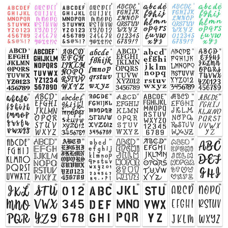 36 Pieces Letter Stencils, 4 x 7 Inch Alphabet Stencil Reusable Plastic Numbers Symbol Templates Kit for Painting on Wood, Canvas, Fabric, Rock, Chalkboard, Sign, DIY Art Projects(Letter) eageus