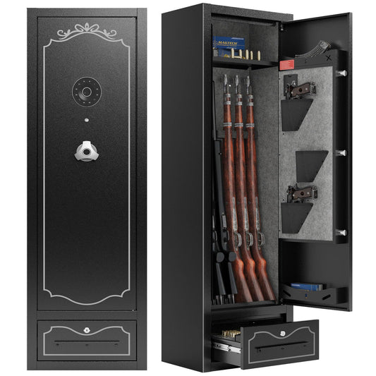 SAPITAL 8 Gun Safe Rifle,Gun Safe for Rifles and Pistols,Rifle Safe with Drawer,Gun Cabinet for Rifles and Shotguns with Scopes,Rifle Gun Safe with Removable Shelf Gun Rack (8 Gun Safe - Digital)