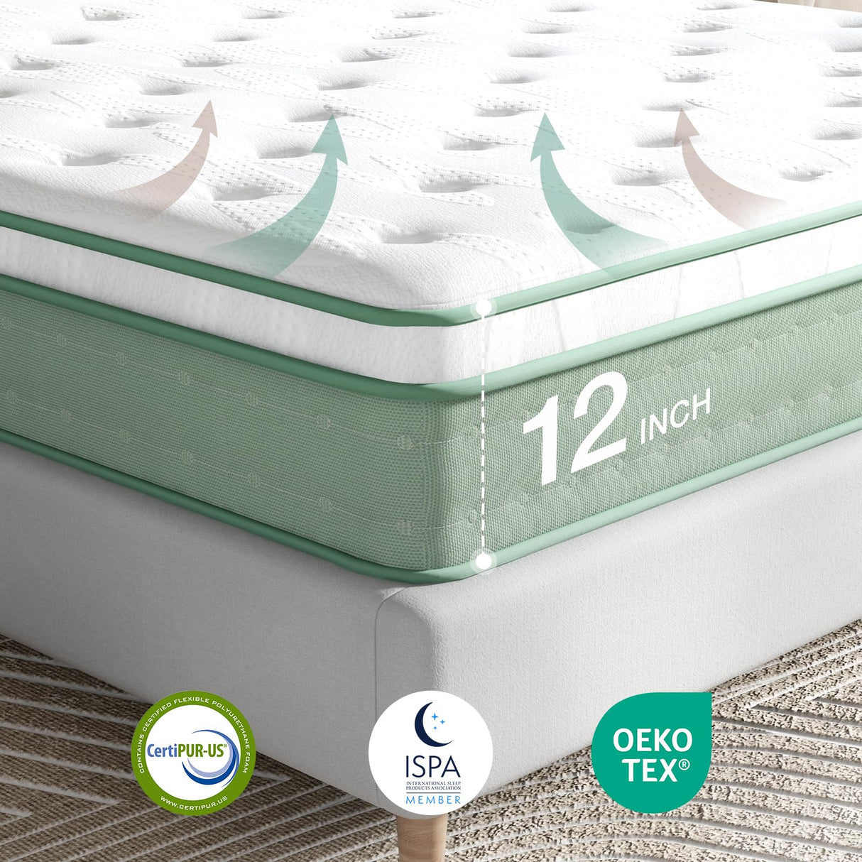 Novilla Twin Size Mattress, 12 Inch Hybrid Mattress with Knitted Cover, Gel Memory Foam with High High Resilience Foam for Pressure Relief, Medium Firm Mattress Novilla