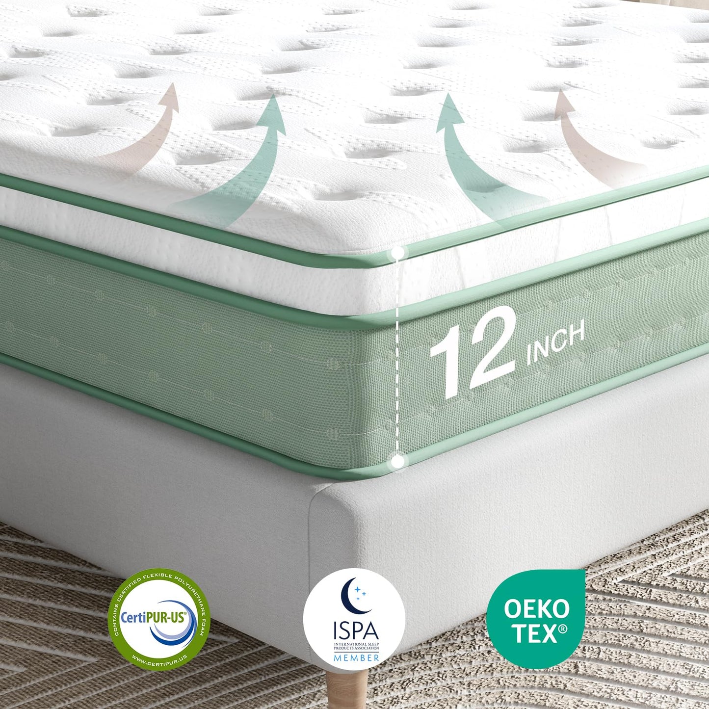 Novilla Twin Size Mattress, 12 Inch Hybrid Mattress with Knitted Cover, Gel Memory Foam with High High Resilience Foam for Pressure Relief, Medium Firm Mattress