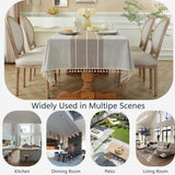 Alsoo Table Cloth Rectangle Table Rustic Waterproof Tablecloth Cotton Linen Wrinkle Free Table Cloths for Parties, Kitchen Dining, Holiday, Christmas, Coffee Lines, 4-6 Seats/55x75 Inches Alsoo