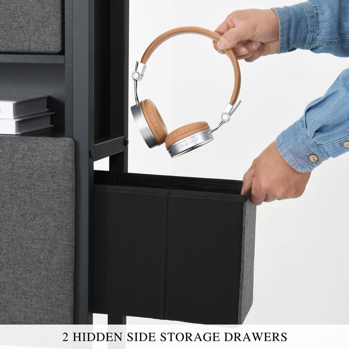 YITAHOME King Size with 2 Storage Drawers and Charging Station, Linen Upholstered Platform Bed with Storage Headboard and LED Light, Heavy Duty Metal Support, No Box Spring Needed, Noise Free, Grey YITAHOME